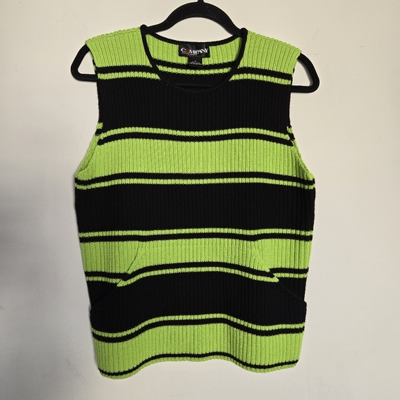 Ellen Tracy Wool Sleeveless Sweater Women's‎ 0X 90s Y2K Grunge Punk Neon Rave - Picture 1 of 9